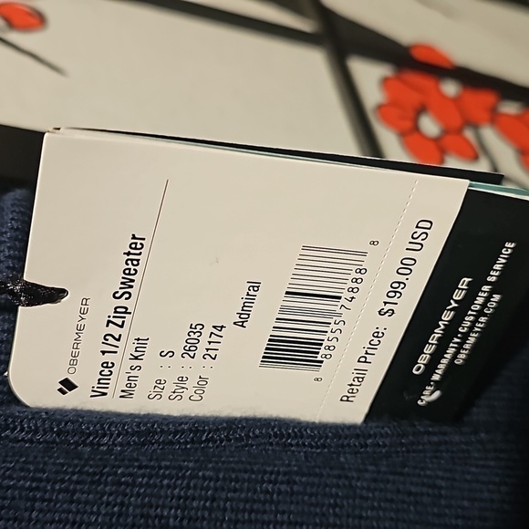 Obermeyer Vince Knit 1/2 Zip Sweater Size Small Admiral NWT - Picture 9 of 12